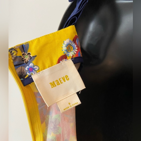 Maeve Anthropologie Yellow Floral Dress Size Small - Picture 7 of 9